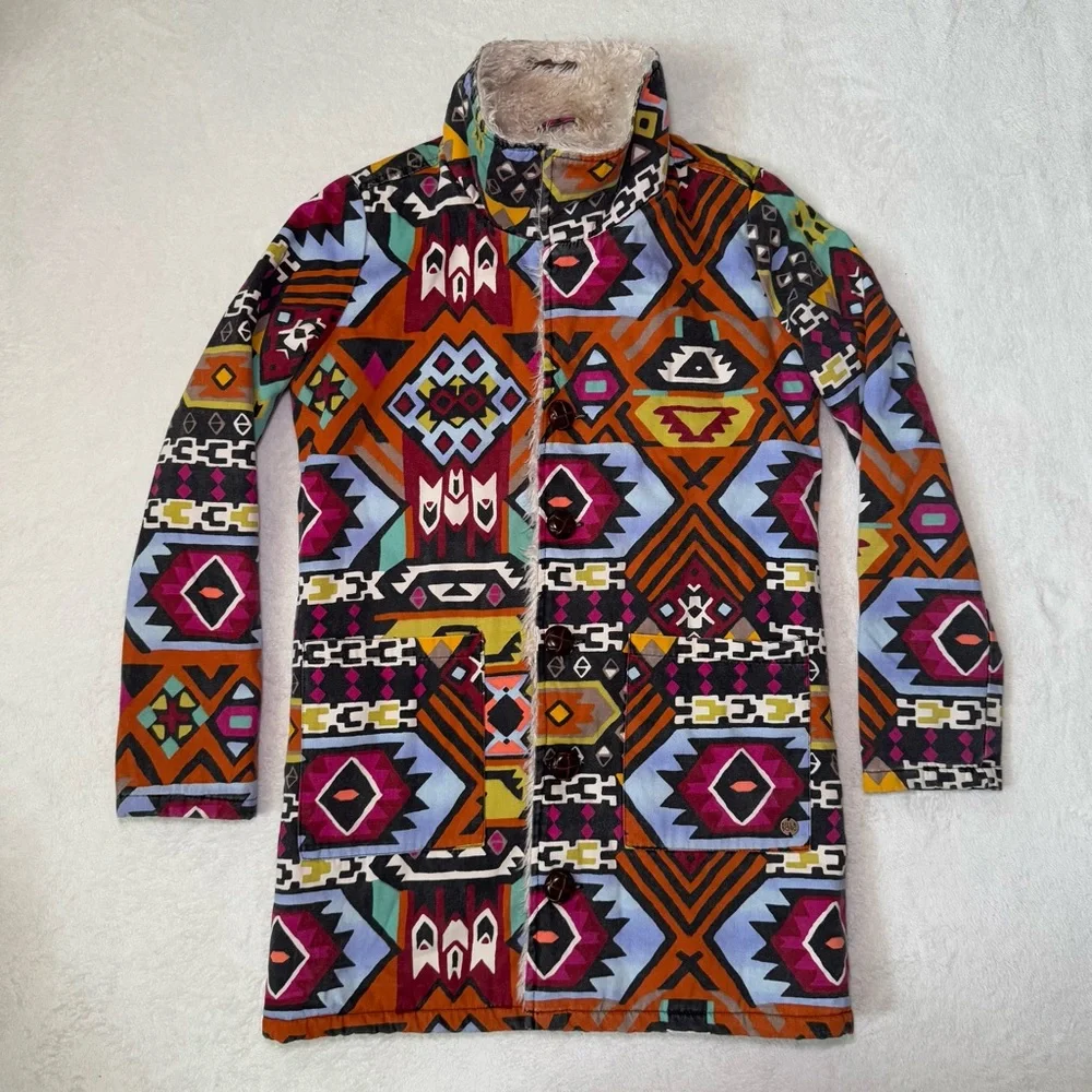 Billabong Aztec Tribal Long Sherpa Coat - Unisex